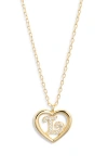 Argento Vivo Sterling Silver Heart Cubic Zirconia Initial Pendant Necklace In Gold