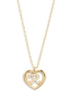 Argento Vivo Sterling Silver Heart Cubic Zirconia Initial Pendant Necklace In Gold
