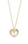 Argento Vivo Sterling Silver Heart Cubic Zirconia Initial Pendant Necklace In Gold