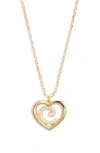 Argento Vivo Sterling Silver Heart Cubic Zirconia Initial Pendant Necklace In Gold