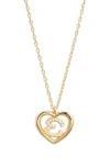 Argento Vivo Sterling Silver Heart Cubic Zirconia Initial Pendant Necklace In Gold