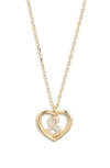 Argento Vivo Sterling Silver Heart Cubic Zirconia Initial Pendant Necklace In Gold