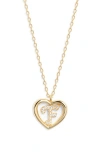Argento Vivo Sterling Silver Heart Cubic Zirconia Initial Pendant Necklace In Gold