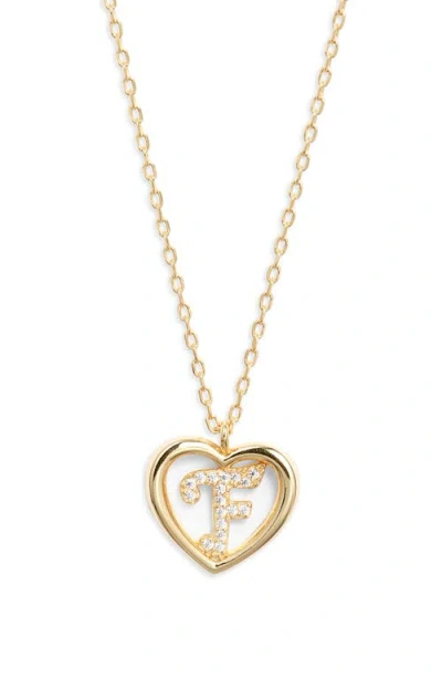 Argento Vivo Sterling Silver Heart Cubic Zirconia Initial Pendant Necklace In Gold