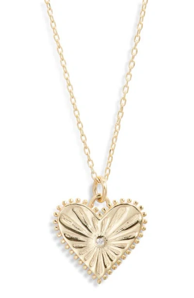 Argento Vivo Sterling Silver Heart Pendant Necklace In Gold