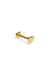 Argento Vivo Sterling Silver Heart Single Stud Earring In Gold