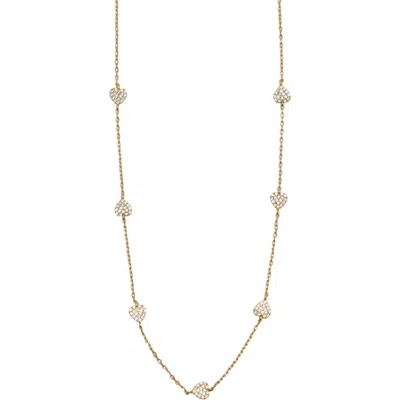 Argento Vivo Sterling Silver Heart Station Necklace In Gold