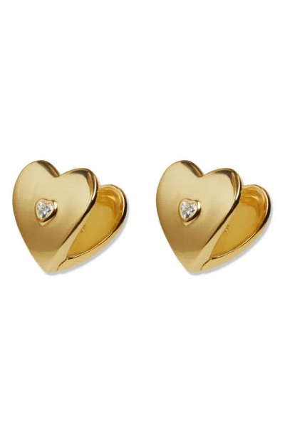 Argento Vivo Sterling Silver Heart Stud Earrings In Gold