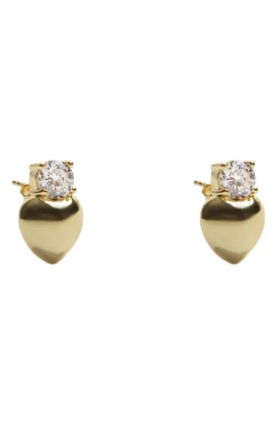 Argento Vivo Sterling Silver Heart Stud Earrings In Gold