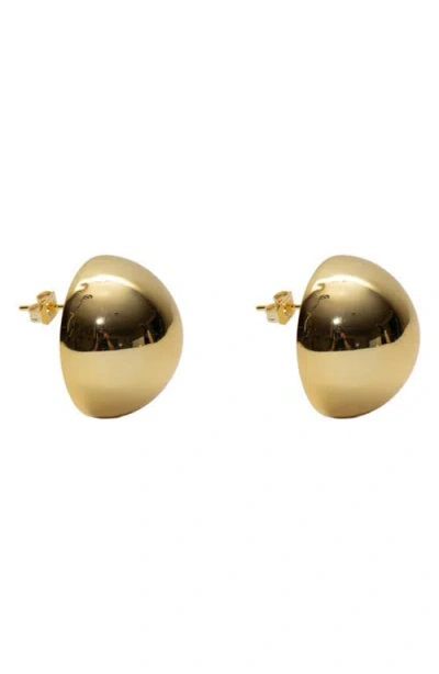 Argento Vivo Sterling Silver Hemisphere Stud Earrings In Gold