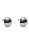 Argento Vivo Sterling Silver Hemisphere Stud Earrings In Metallic