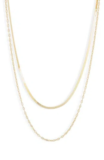 Argento Vivo Sterling Silver Herringbone Layered Chain Necklace In Gold