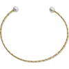 Argento Vivo Sterling Silver Imitation Pearl Cuff Bracelet In Gold