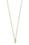 Argento Vivo Sterling Silver Initial Pendant Sterling Silver Paper Clip Chain Necklace In Gold - F