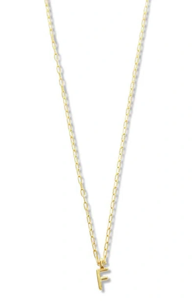 Argento Vivo Sterling Silver Initial Pendant Sterling Silver Paper Clip Chain Necklace In Gold - F