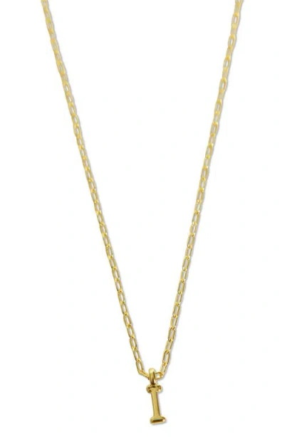 Argento Vivo Sterling Silver Initial Pendant Sterling Silver Paper Clip Chain Necklace In Gold - I