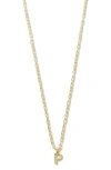 Argento Vivo Sterling Silver Initial Pendant Sterling Silver Paper Clip Chain Necklace In Gold - P