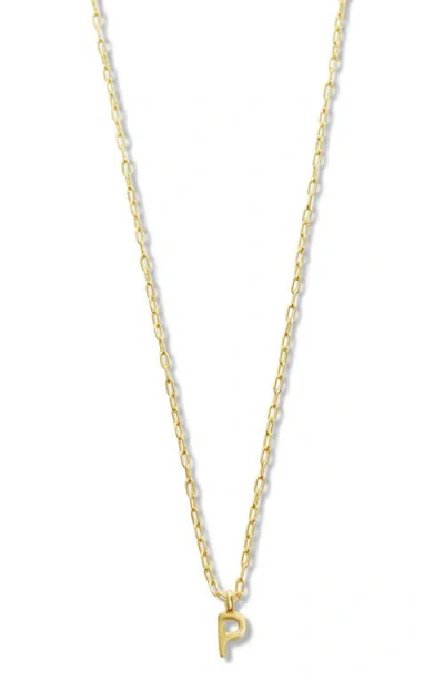 Argento Vivo Sterling Silver Initial Pendant Sterling Silver Paper Clip Chain Necklace In Gold - P