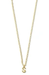 Argento Vivo Sterling Silver Initial Pendant Sterling Silver Paper Clip Chain Necklace In Gold - S