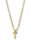 Argento Vivo Sterling Silver Initial Pendant Sterling Silver Paper Clip Chain Necklace In Gold - T