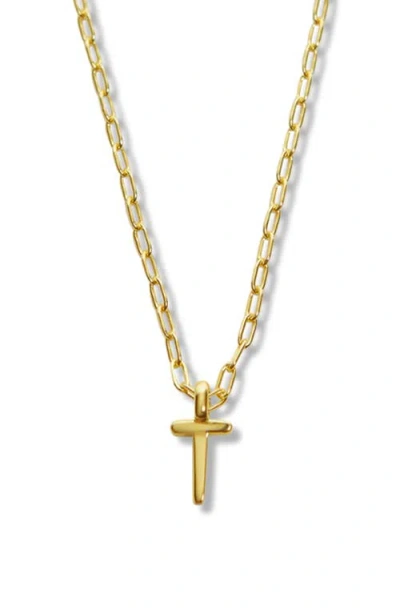 Argento Vivo Sterling Silver Initial Pendant Sterling Silver Paper Clip Chain Necklace In Gold - T