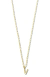Argento Vivo Sterling Silver Initial Pendant Sterling Silver Paper Clip Chain Necklace In Gold - V