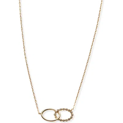 Argento Vivo Sterling Silver Interlock Oval Pendant Necklace In Gold