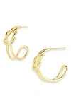 Argento Vivo Sterling Silver Knotted Hoop Earrings In Gold