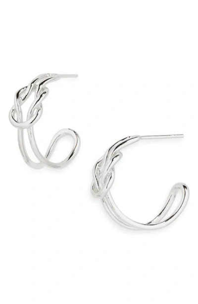Argento Vivo Sterling Silver Knotted Hoop Earrings In Metallic