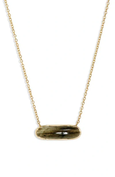 Argento Vivo Sterling Silver Lab Bar Pendant Necklace In Gold