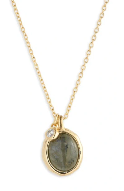 Argento Vivo Sterling Silver Labradorite Pendant Necklace In Gold