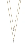 Argento Vivo Sterling Silver Layered 18k Gold Plate Sterling Silver Cubic Zirconia Pendant Necklace