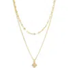 Argento Vivo Sterling Silver Layered Clover Necklace In Gold