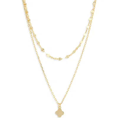 Argento Vivo Sterling Silver Layered Clover Necklace In Gold