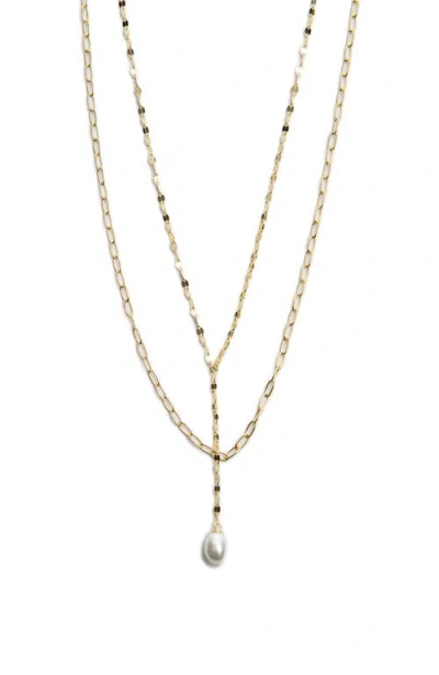 Argento Vivo Sterling Silver Layered Faux Pearl Necklace In Gold