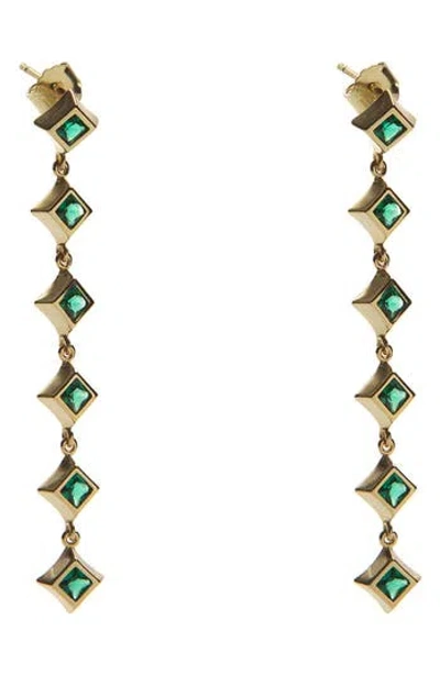 Argento Vivo Sterling Silver Linear Cubic Zirconia Drop Earrings In Gold