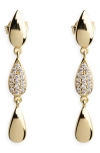 Argento Vivo Sterling Silver Linear Pavé Crystal Drop Earrings In Gold
