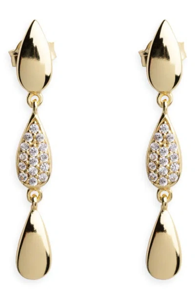 Argento Vivo Sterling Silver Linear Pavé Crystal Drop Earrings In Gold