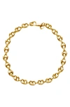 Argento Vivo Sterling Silver Mariner Puff Chain Link Bracelet In Gold