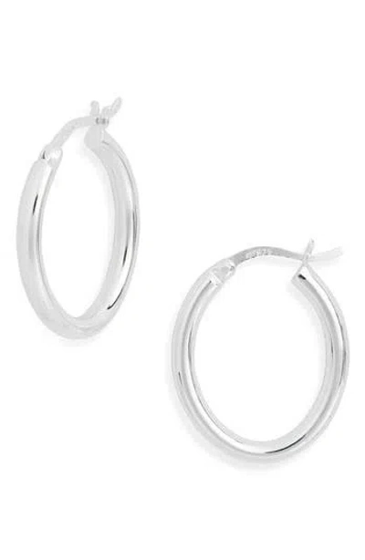 Argento Vivo Sterling Silver Medium Oval Hoop Earrings In Metallic