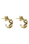 Argento Vivo Sterling Silver Mini Double Equestrian Link Hoop Earrings In Gold