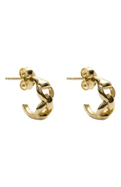 Argento Vivo Sterling Silver Mini Double Equestrian Link Hoop Earrings In Gold