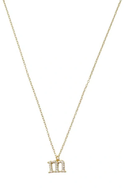 Argento Vivo Sterling Silver Mini Pavé Initial Necklace In Gold
