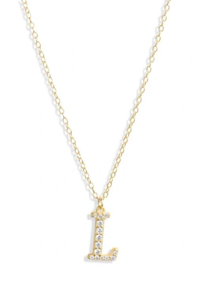 Argento Vivo Sterling Silver Mini Pavé Initial Necklace In Gold