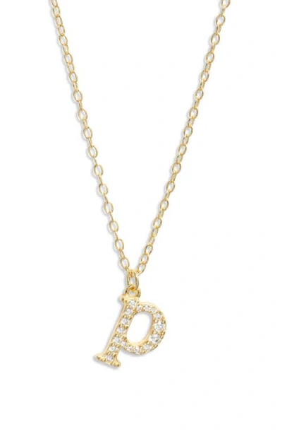 Argento Vivo Sterling Silver Mini Pavé Initial Necklace In Gold