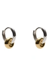 Argento Vivo Sterling Silver Mini Two-tone Interlock Hoop Earrings In Multi