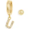 Argento Vivo Sterling Silver Mismatched Hoop & Stud Earrings In Gold - U