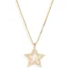 Argento Vivo Sterling Silver Mother-of-pearl & Crystal Star Pendant Necklace In Gold