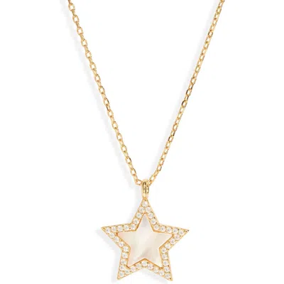 Argento Vivo Sterling Silver Mother-of-pearl & Crystal Star Pendant Necklace In Gold