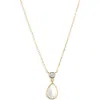 Argento Vivo Sterling Silver Mother-of-pearl & Cubic Zirconia Pendant Necklace In Gold